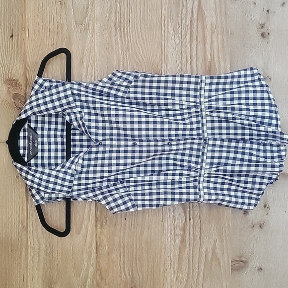 Norma Kamali Sleeveless Button Down Navy Blue and White Check Size XSmall - Picture 1 of 6